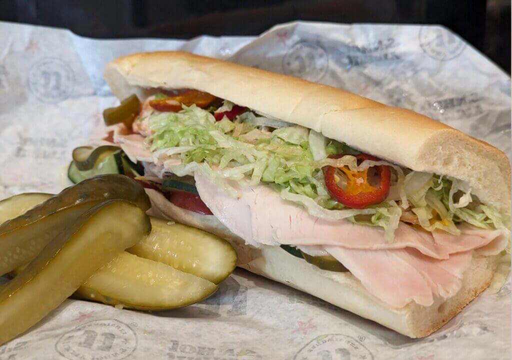 Jimmy John's Turkey sandwich with pickles